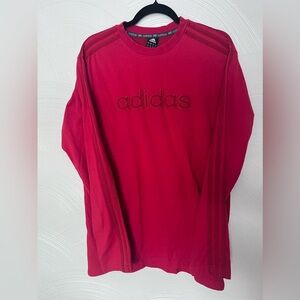 VTG Adidas Long Sleeve T Shirt Mens XL Three Stripe Sleeve Spell Out